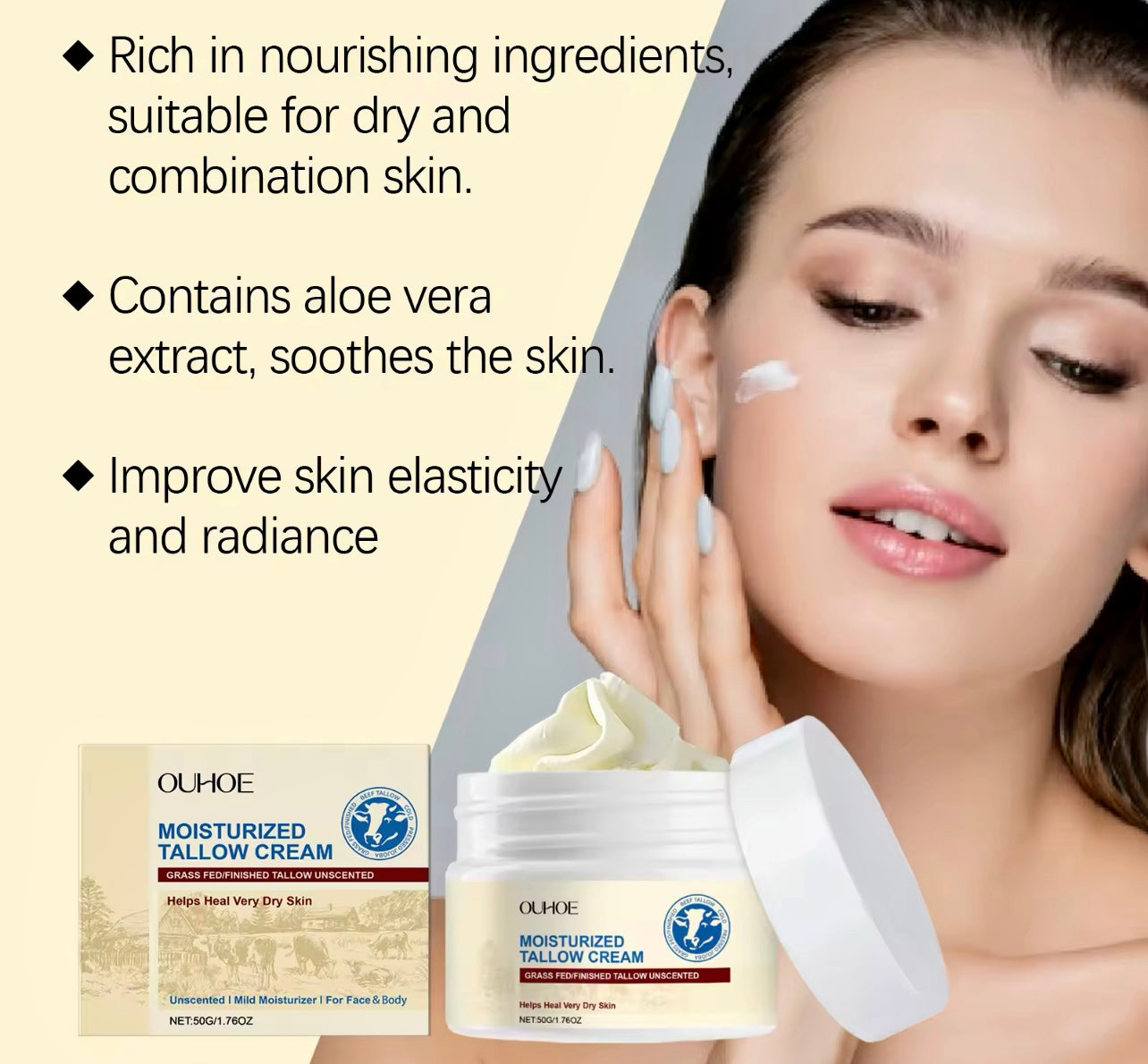 Tallow Moisturizing Cream Deep Hydration & Skin Barrier Repair