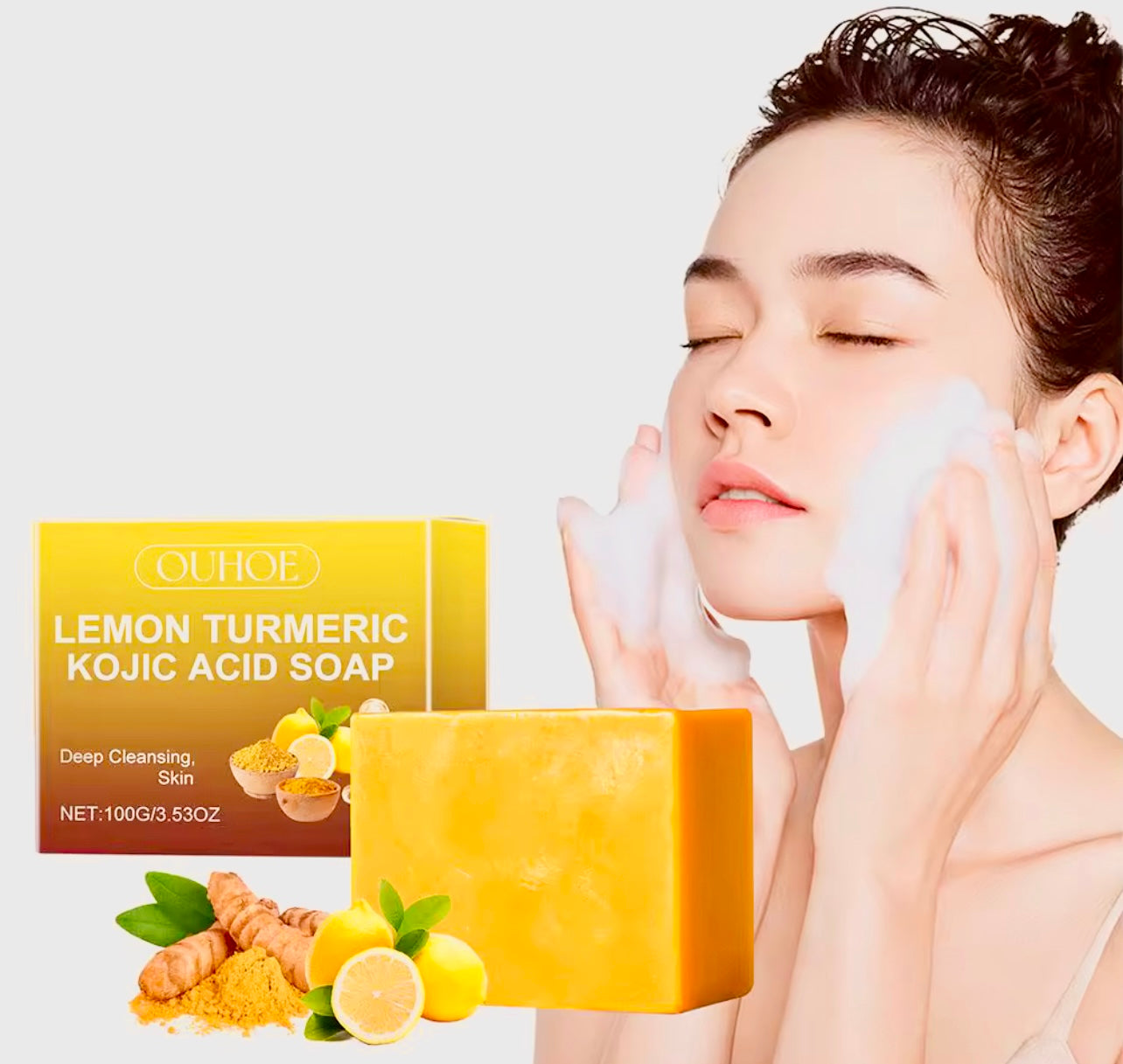 Lemon Turmeric Kojic Acid Soap Deep Cleansing & Moisturizing