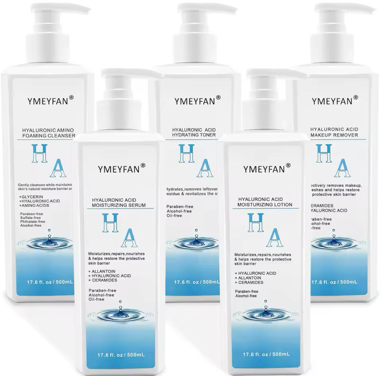 5-in-1 Hyaluronic Acid Skincare Set Professional Spa & Home Use