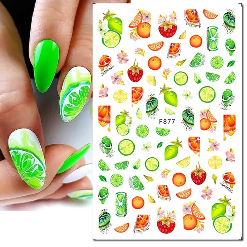 3D Butterfly & Flower Nail Art Stickers – Blue & Purple Decals for Manicure