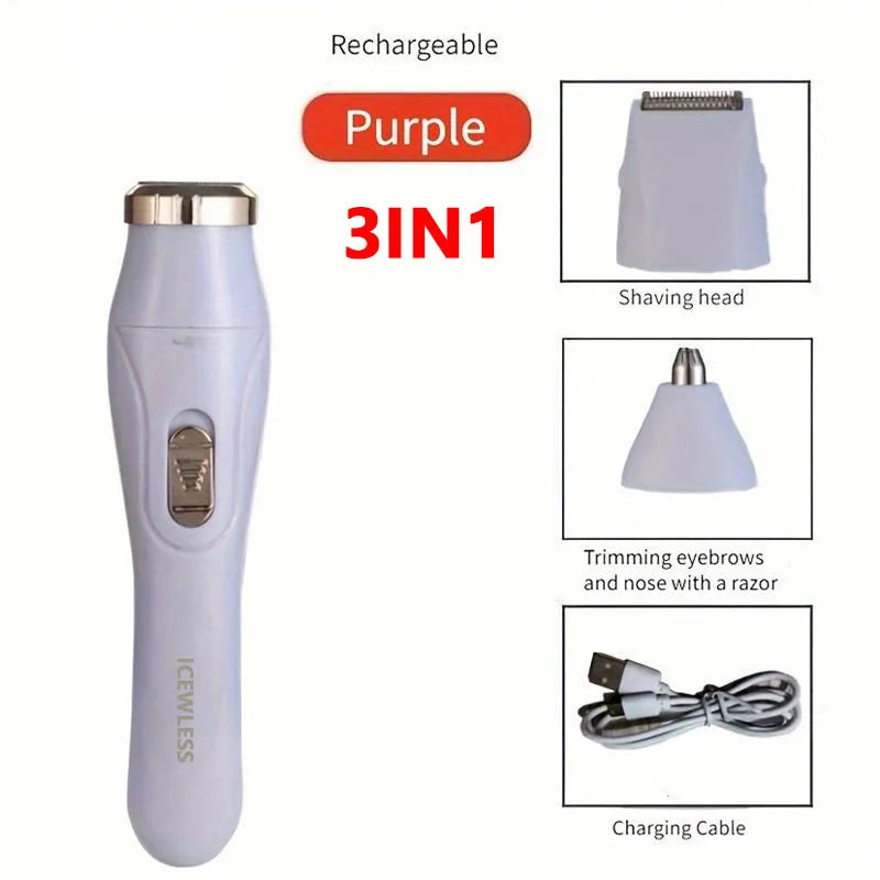Electric Waterproof Hair Trimmer for Women – Painless Body & Facial Hair Removal