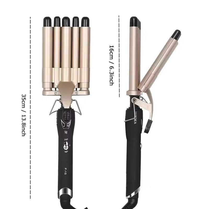 5-Barrel Hair Crimper Curling Iron – Ceramic Waver Wand with Fast Heating for All Hair Types