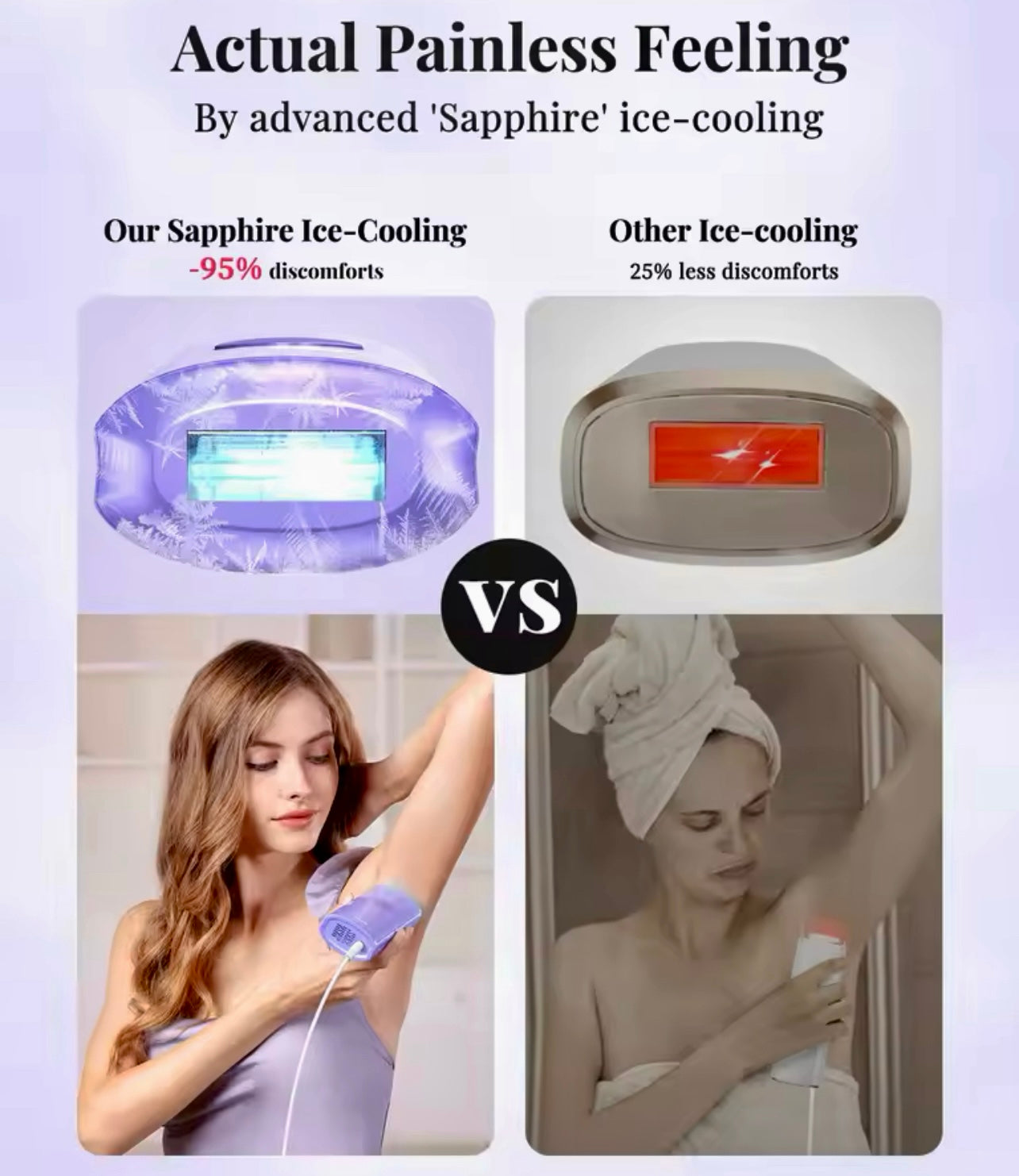 Hikyskin IPL Laser Hair Removal System Painless Home Device with Sapphire Ice-Cooling
