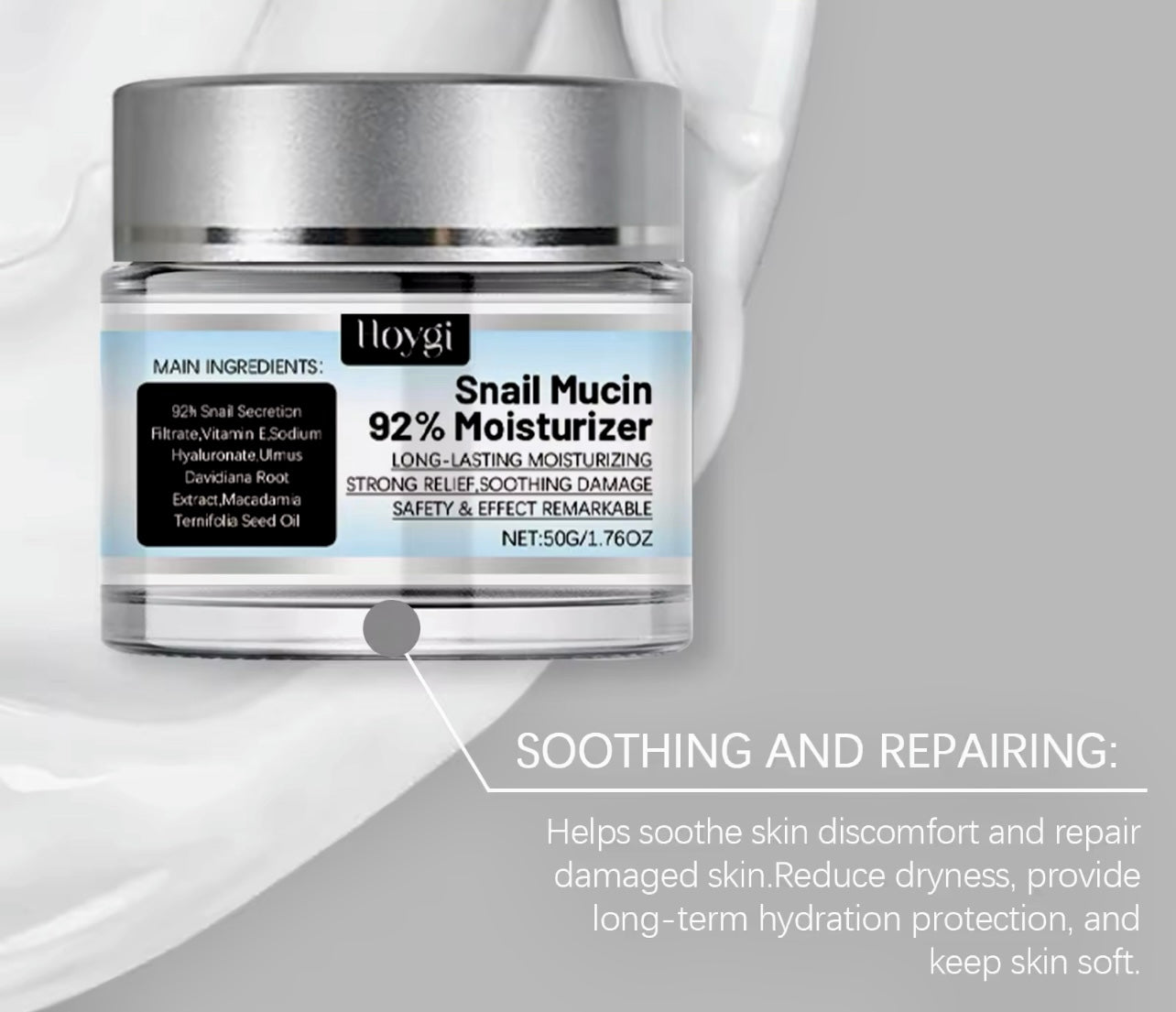 Snail Mucin 92% Face Gel Cream Hydrating & Rejuvenating Moisturizer
