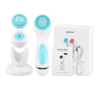 3-in-1 Electric Facial Cleansing Brush Silicone Rotating Exfoliator & Deep Cleanser