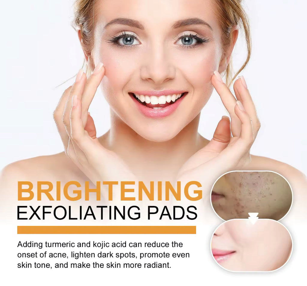 Turmeric Exfoliating Pads 55PCS with Kojic Acid for Oil Control & Dead Skin Removal