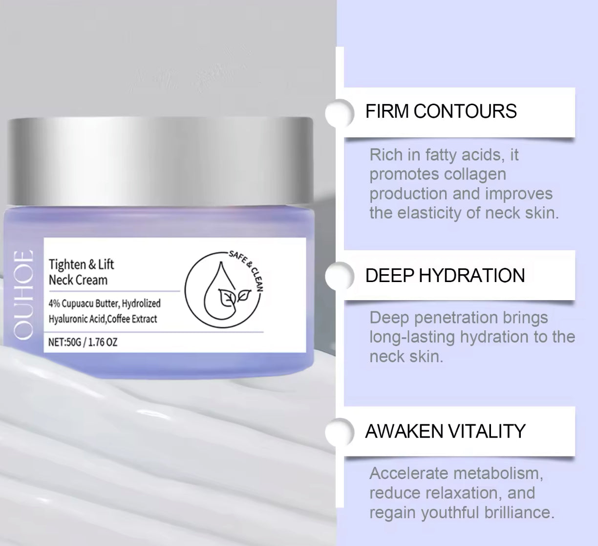 2Pcs Neck Firming & Tightening Cream Hydrating & Wrinkle-Reducing