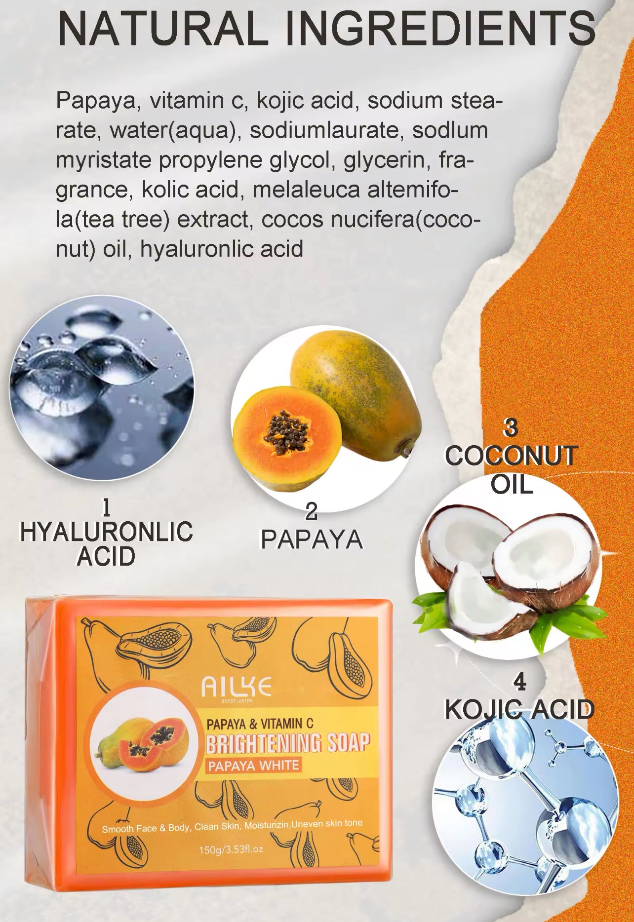 Organic Papaya Whitening Soap Brighten & Even Skin Tone