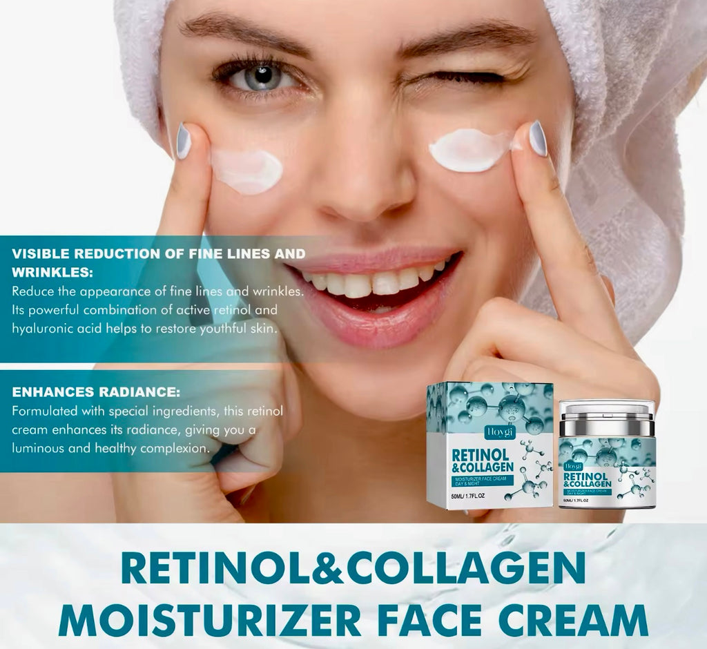 Retinol & Collagen Face Cream Day & Night Moisturizer  Hydrating & Firming