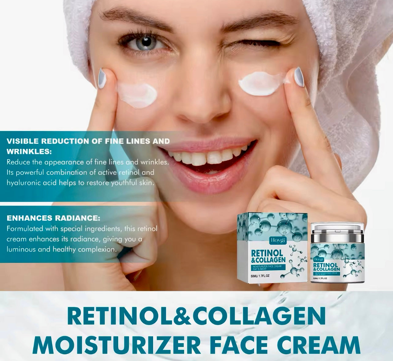 Retinol & Collagen Face Cream Day & Night Moisturizer  Hydrating & Firming