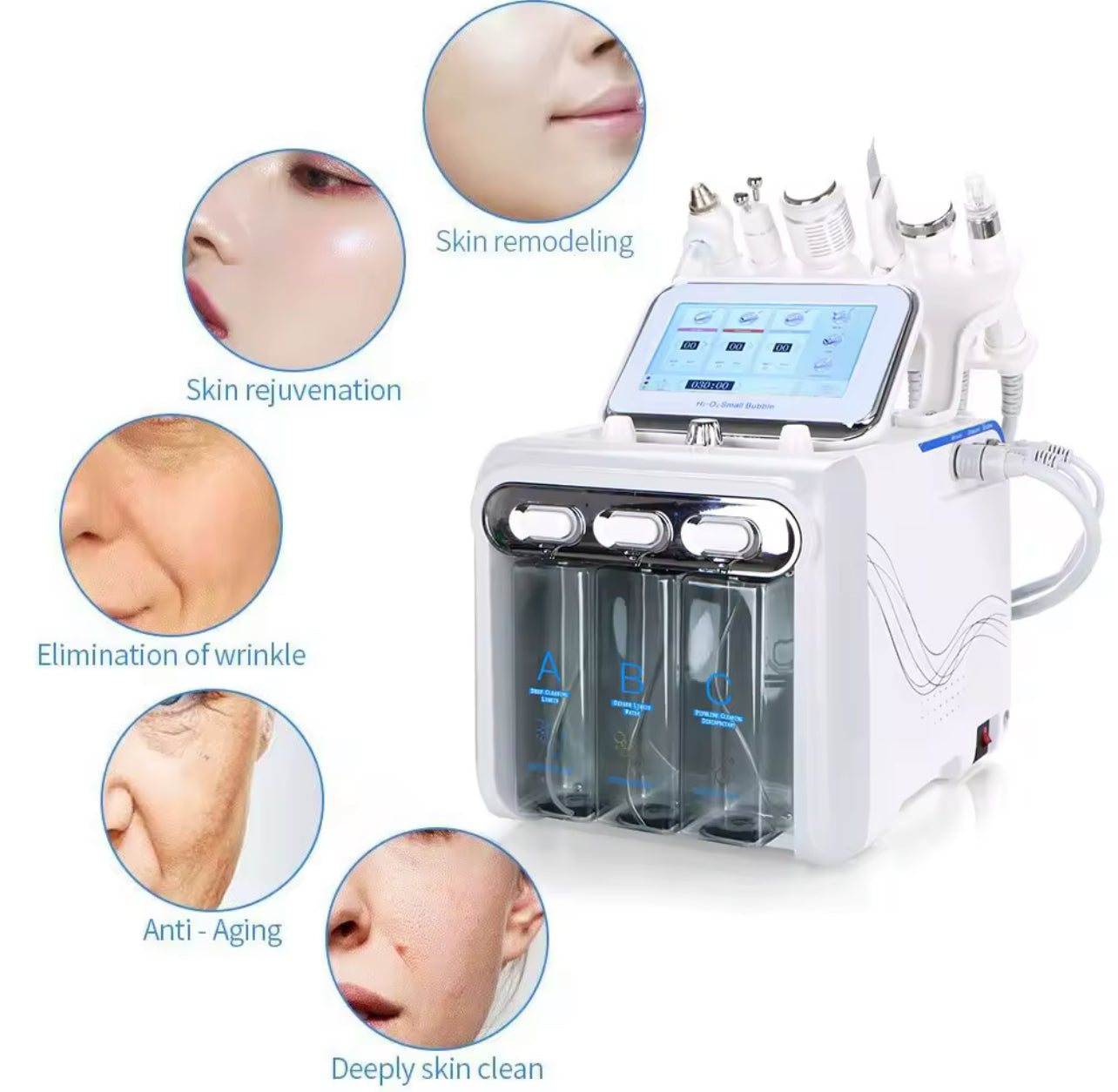 6-in-1 Hydrodermabrasion Machine Hydro Water Jet Peel & Skin Whitening Device