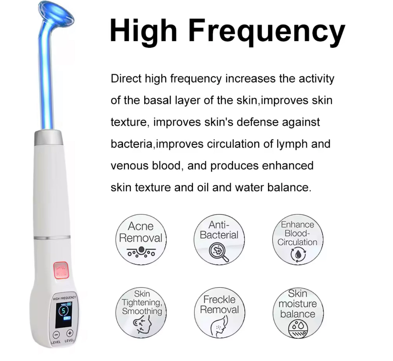 High Frequency Electrode Wand Glass Tube Acne Spot Remover