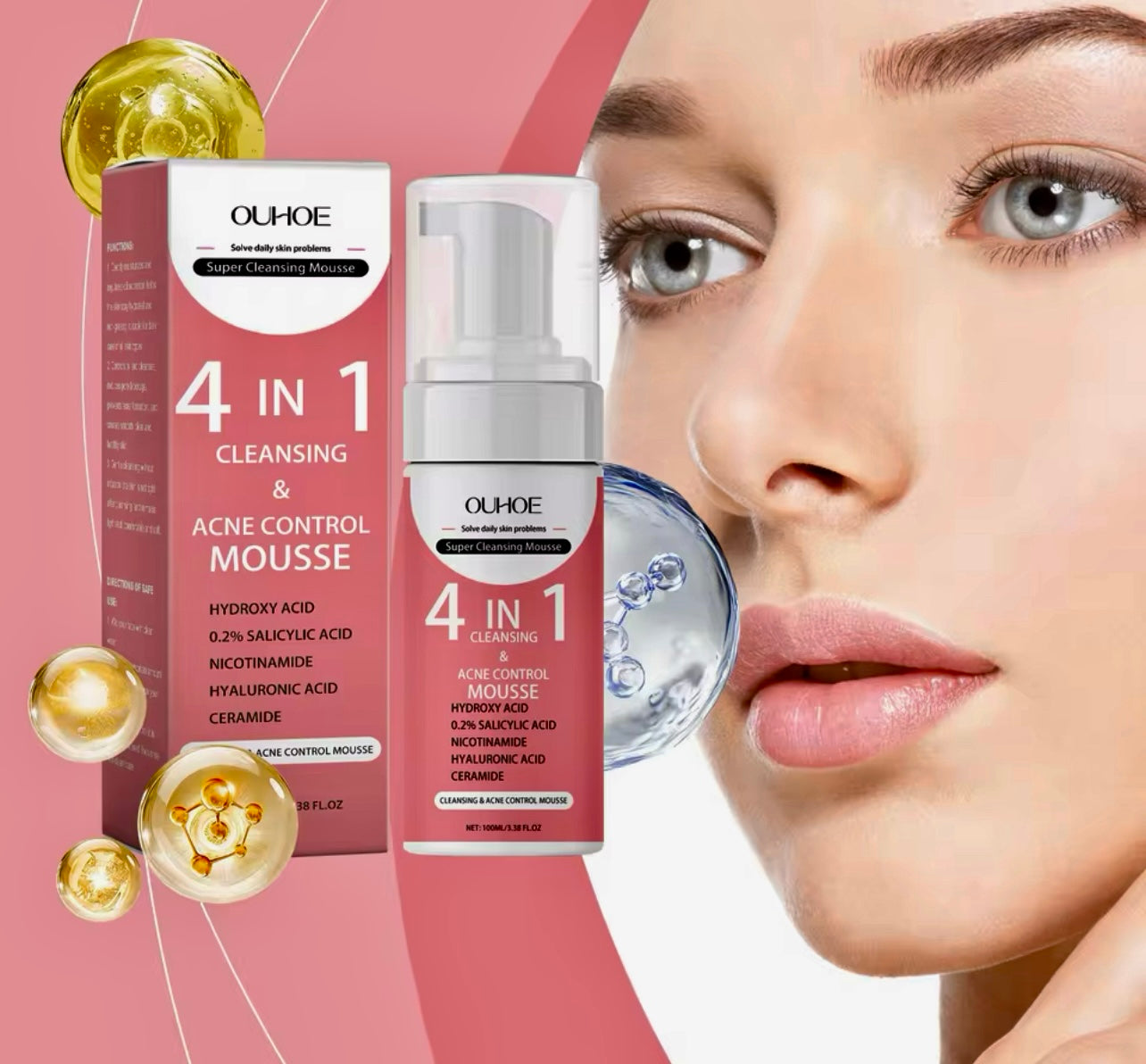Revitalizing Organic Salicylic Acid Foaming Face Cleanser – 4-in-1 Hydrating Mousse