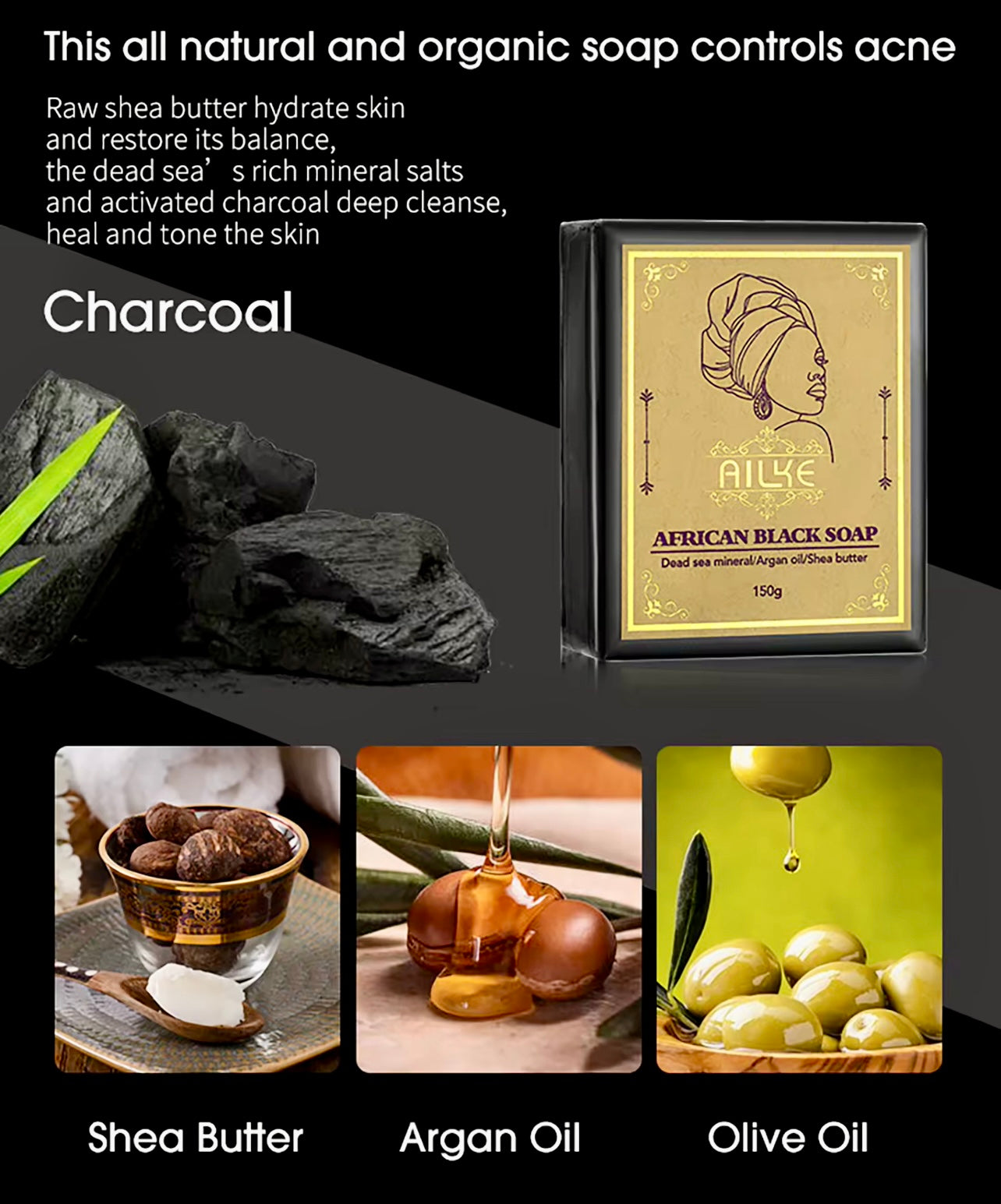 African Black Soap with Bamboo Charcoal Deep Clean & Nourish