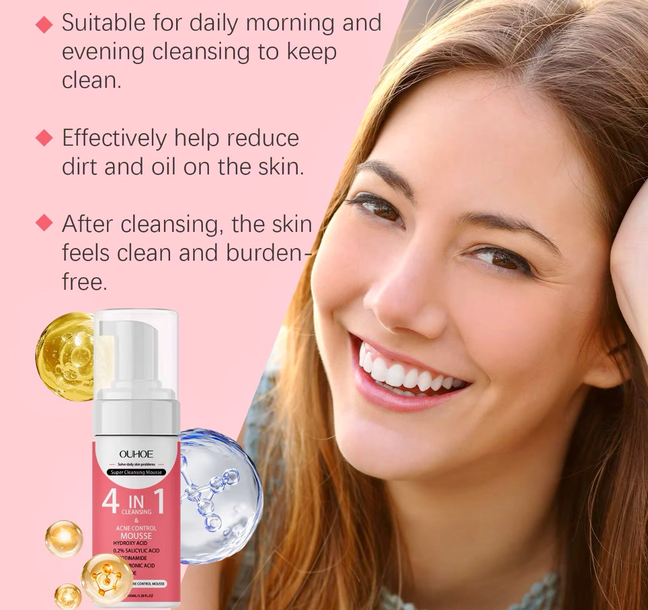 Revitalizing Organic Salicylic Acid Foaming Face Cleanser – 4-in-1 Hydrating Mousse