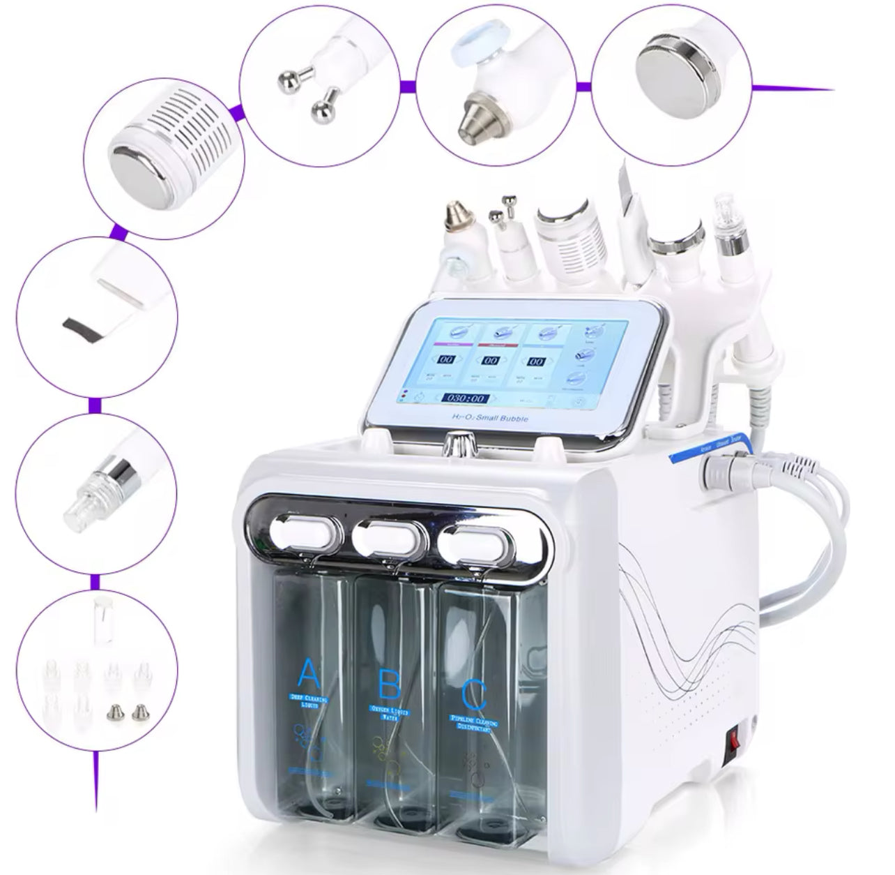 6-in-1 Hydrodermabrasion Machine Hydro Water Jet Peel & Skin Whitening Device