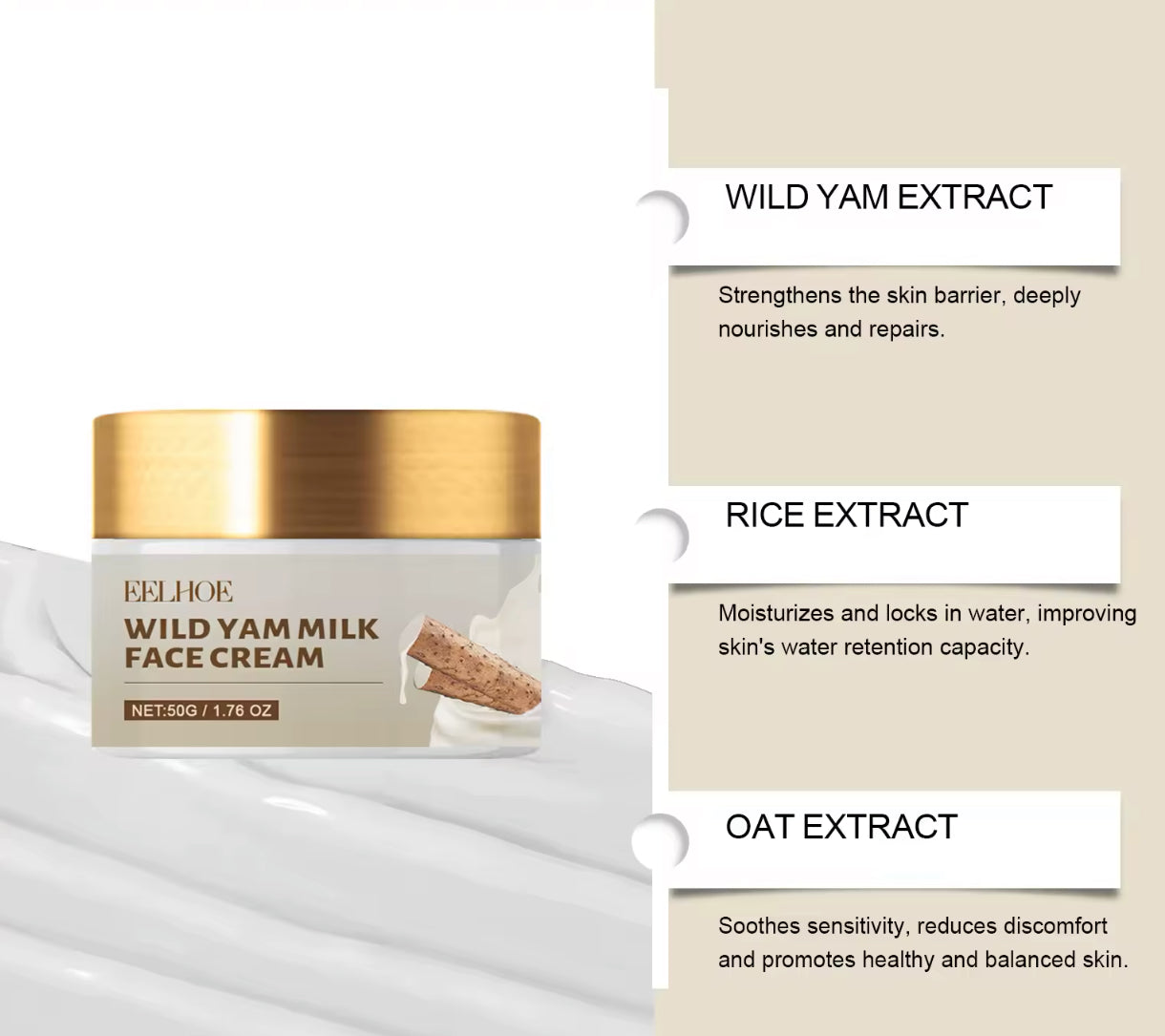 Wild Yam Face Cream Brightening & Moisturizing Skincare