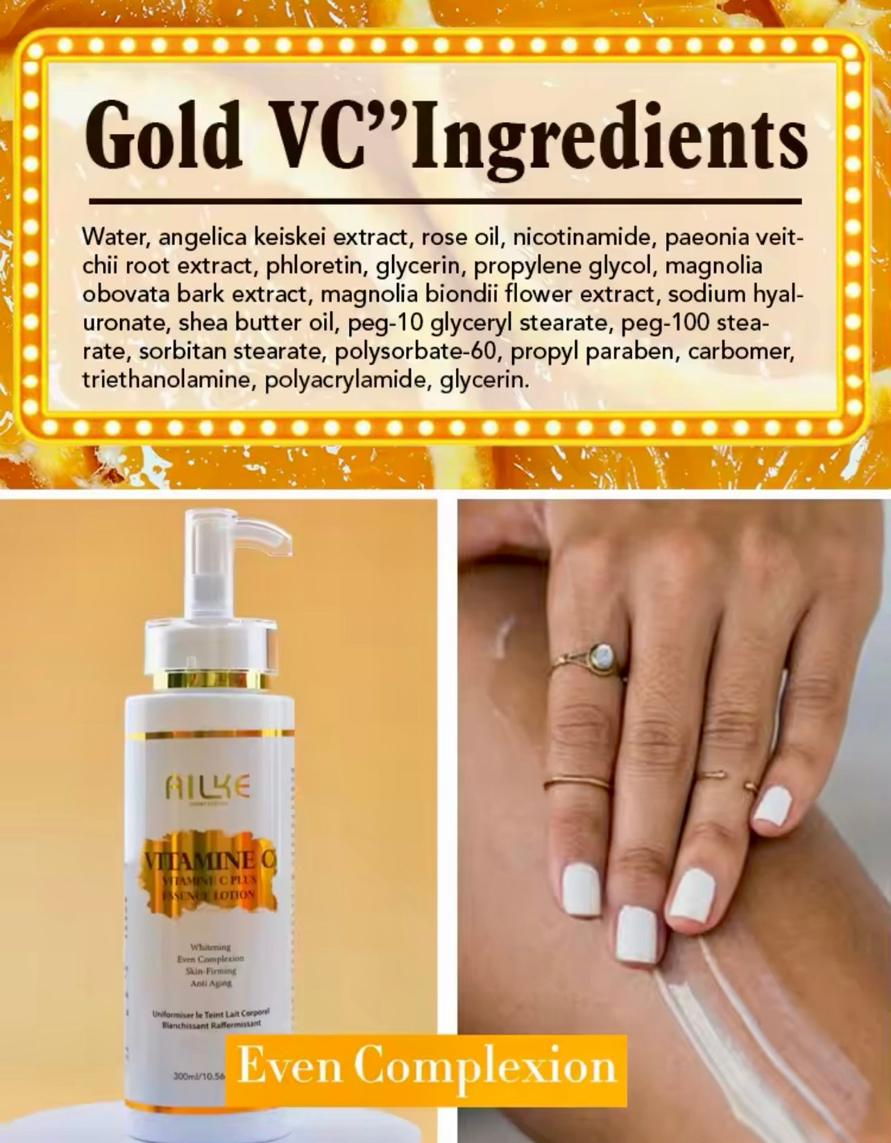 Lightening Body Cream Vitamin C & Hyaluronic Acid Hydrating & Ton Correcting