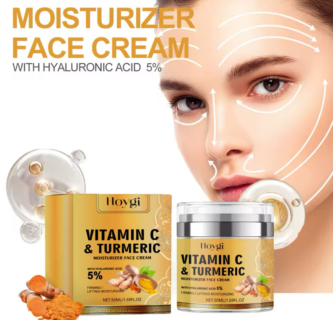 Vitamin C & Turmeric Brightening Face Cream Dark Spot & Wrinkle Care