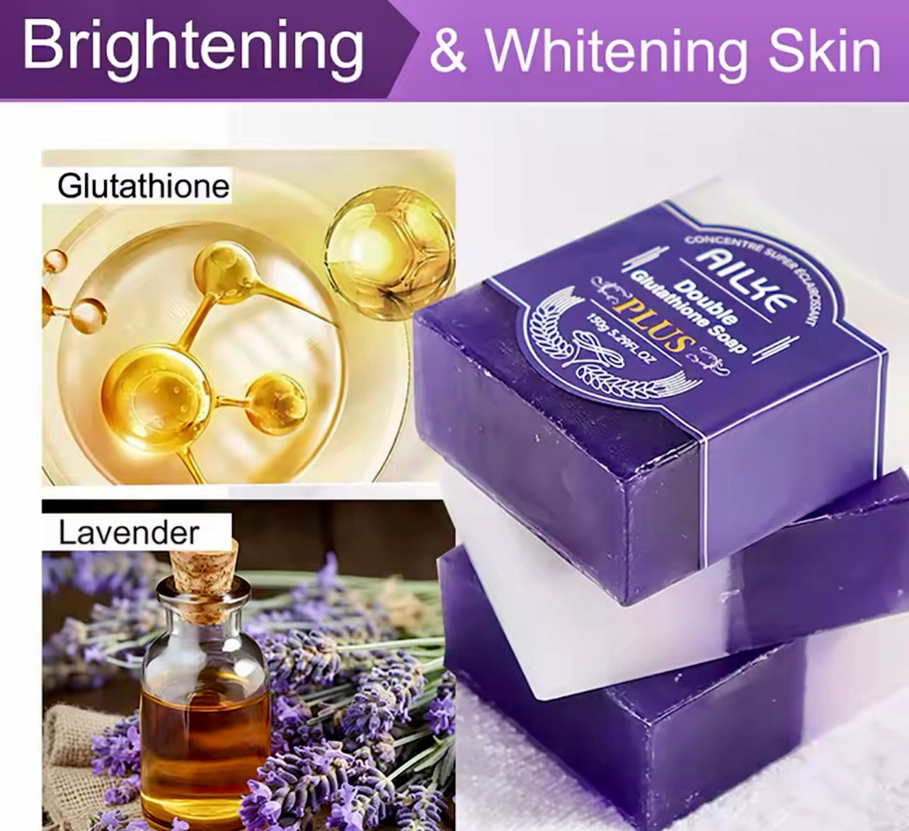 Lightening Soap Bar Glutathione & Lavender for Clear, Radiant Skin