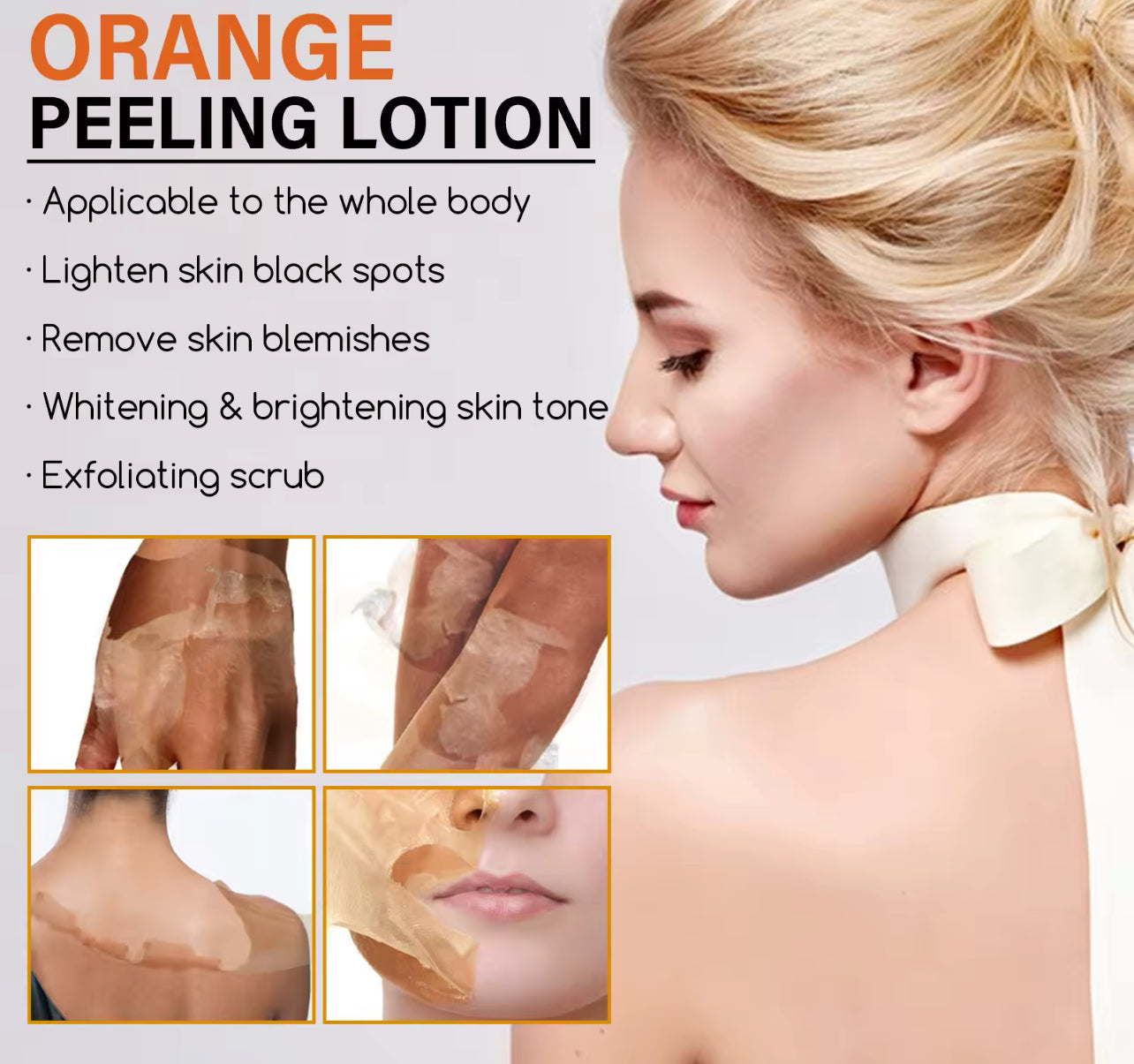 Orange Exfoliating Peeling Lotion Gentle Brightening & Moisturizing Body Cream