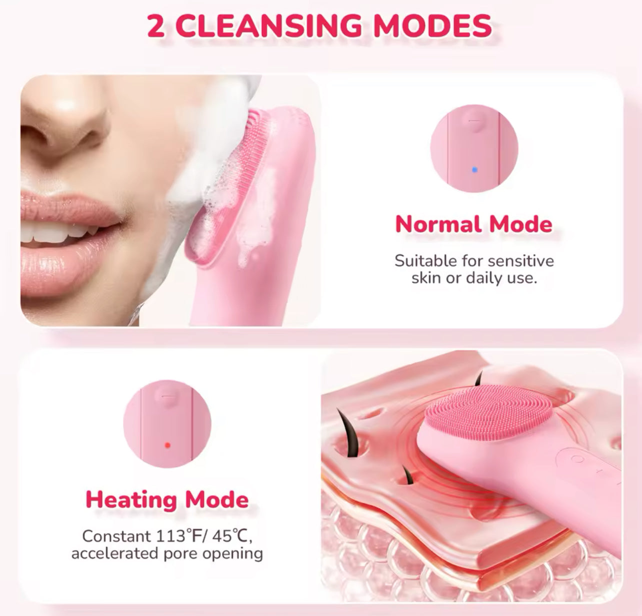 Waterproof Electric Silicone Facial Cleaning Brush Deep Pore & Blackhead Scrubber