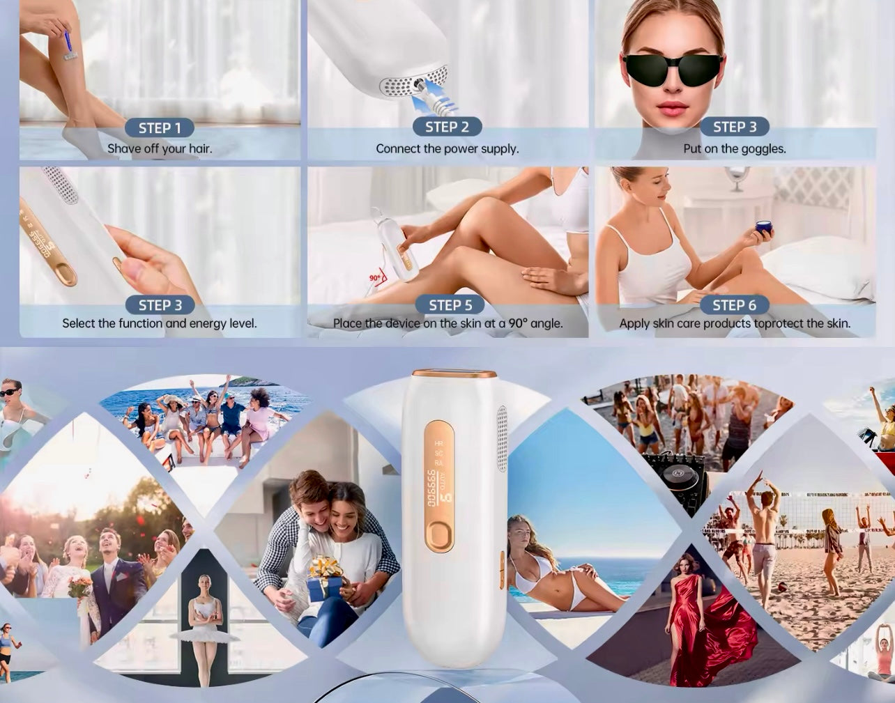 IPL 3-in-1 Laser Hair Removal Epilator 999900 Flashes, 15J for Whole Body