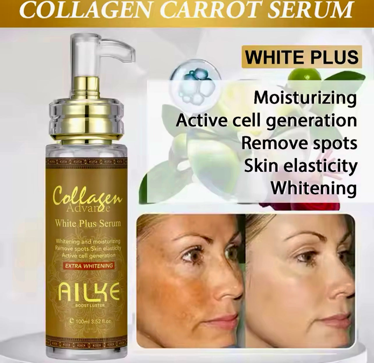 Skin Whitening & Brightening Face Serum Collagen-Infused, Spot Reducer & Moisturizer