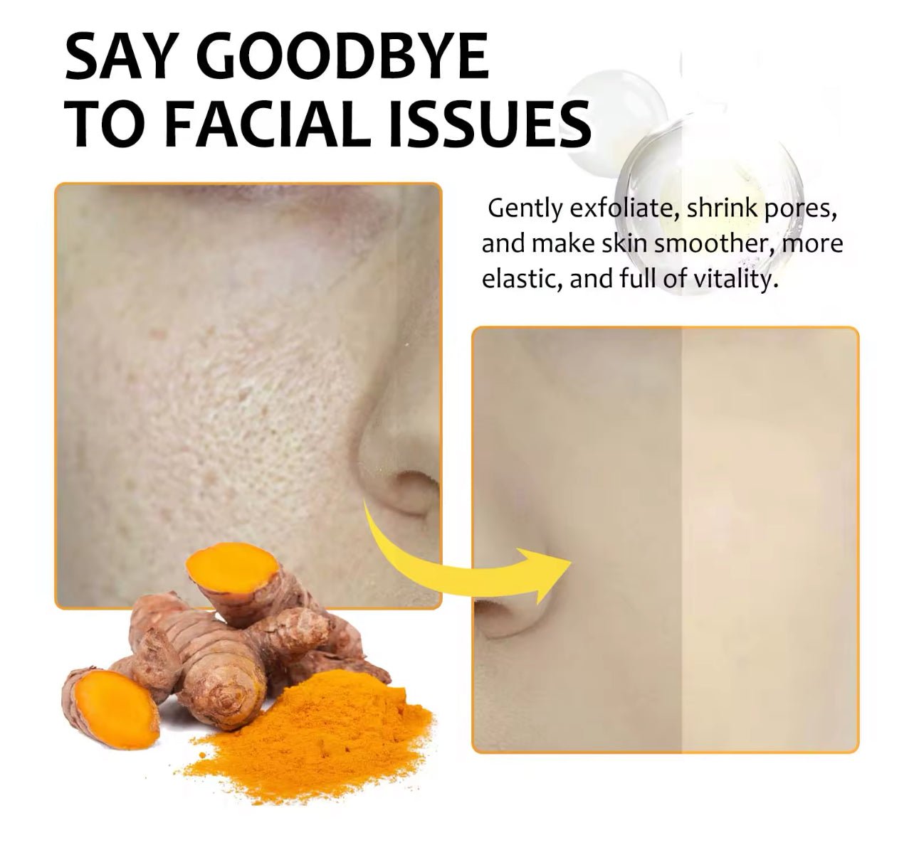 Turmeric Exfoliating Pads 55PCS with Kojic Acid for Oil Control & Dead Skin Removal