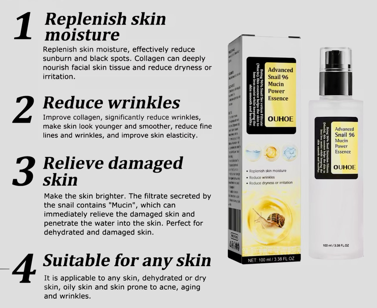 Snail 96% Collagen Essence Skin Repair & Dark Spot Remover