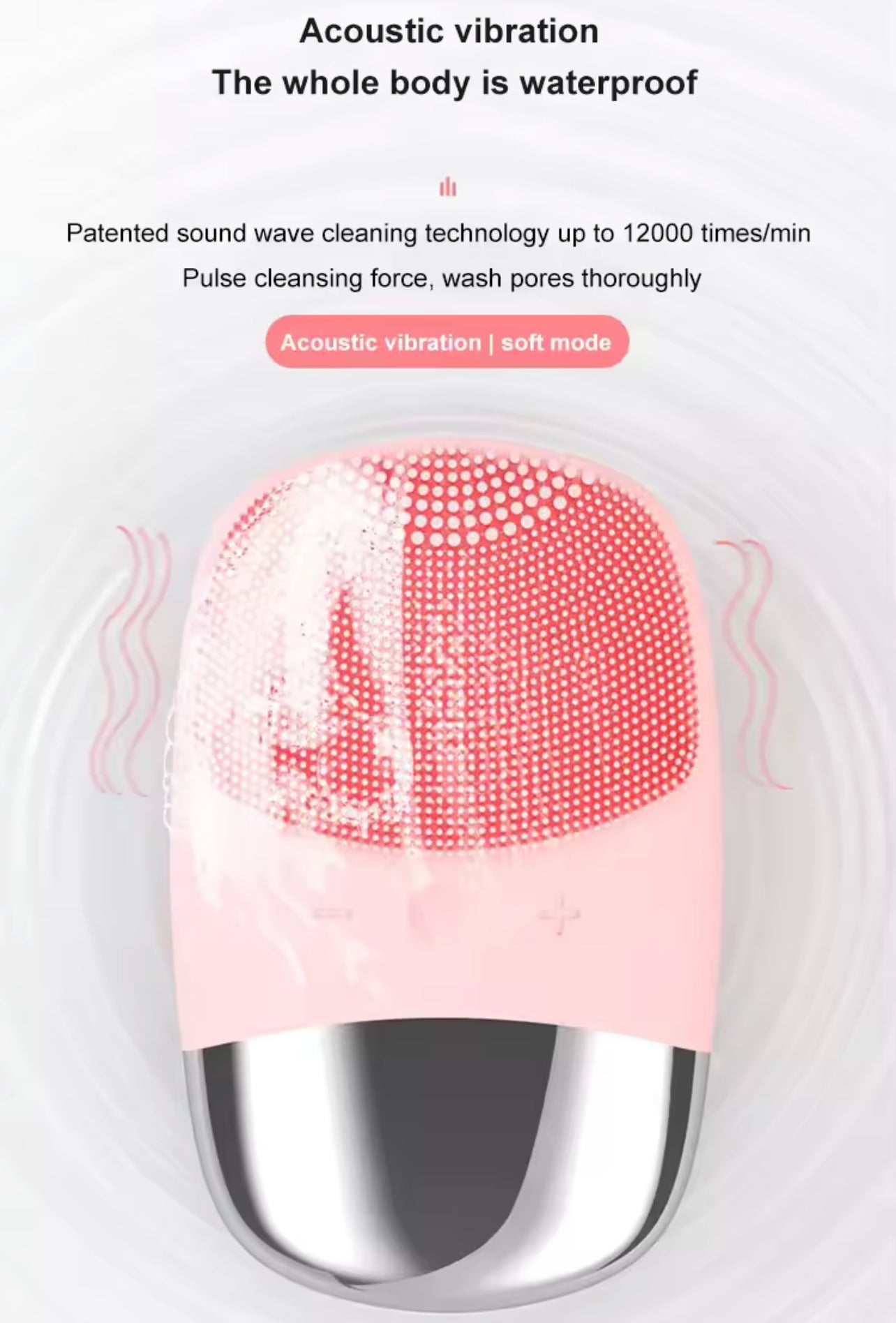 Sonic Silicone Facial Cleansing Brush Deep Pore Cleaner & Skin Massager