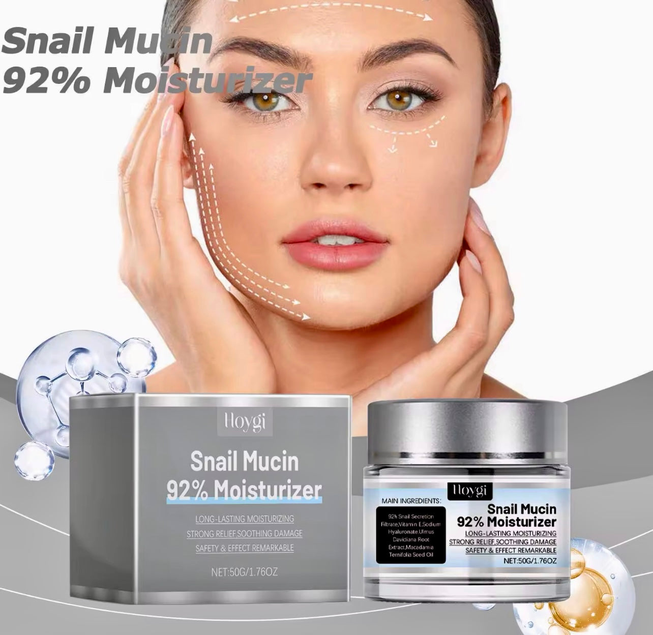 Snail Mucin 92% Face Gel Cream Hydrating & Rejuvenating Moisturizer