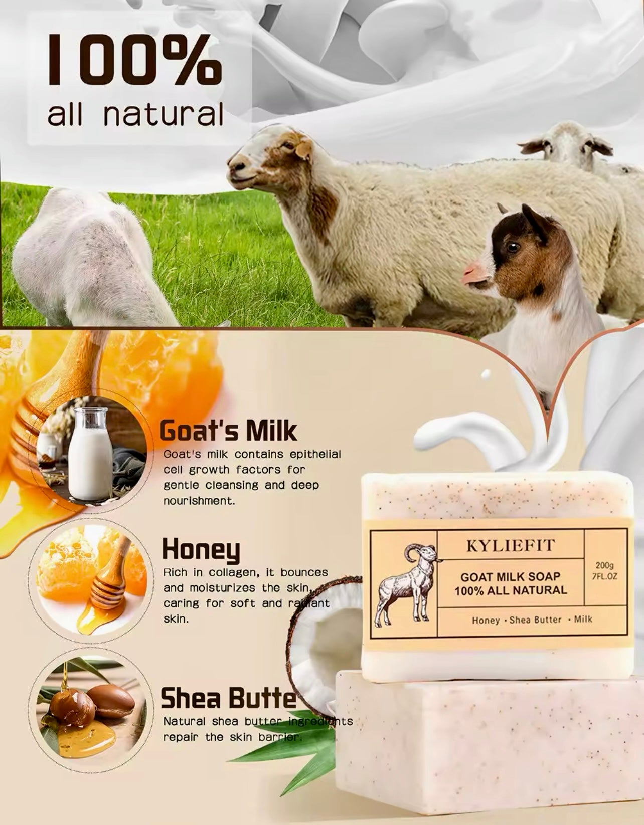 Organic Goat Milk Soap Bar Nourishing & Whitening