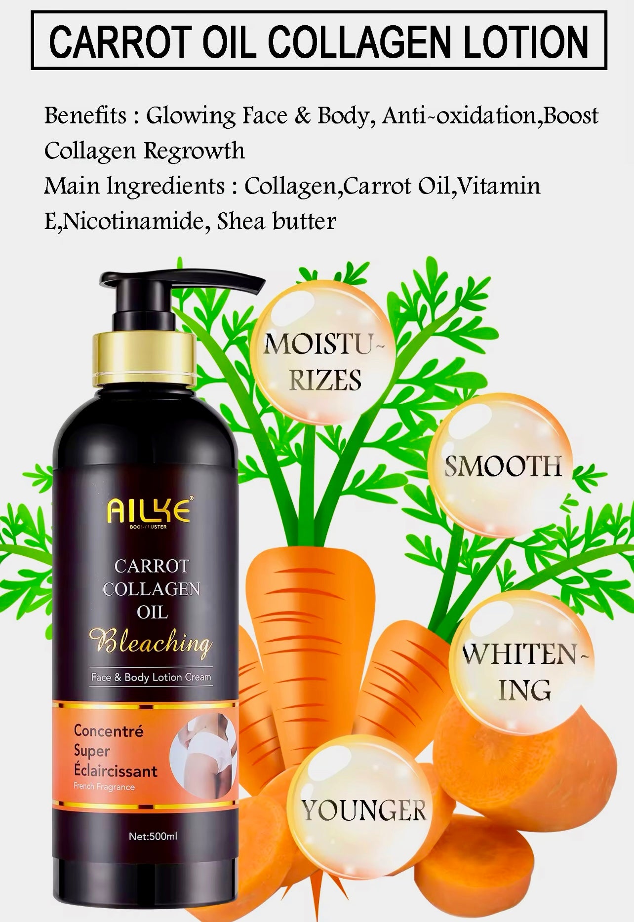 Skin Whitening & Brightening Face Serum Collagen-Infused, Spot Reducer & Moisturizer