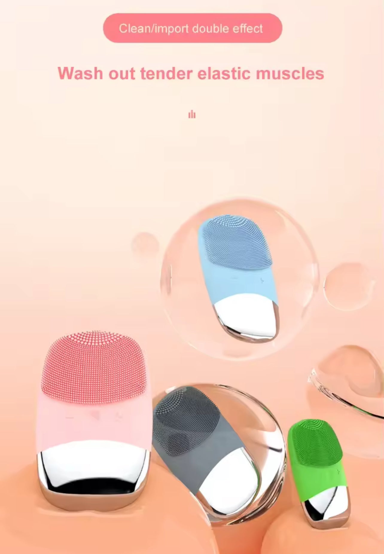 Sonic Silicone Facial Cleansing Brush Deep Pore Cleaner & Skin Massager