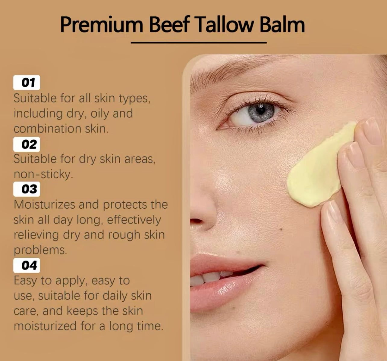 Premium Beef Tallow & Honey Moisturizing Balm Deep Hydration & Skin Softening