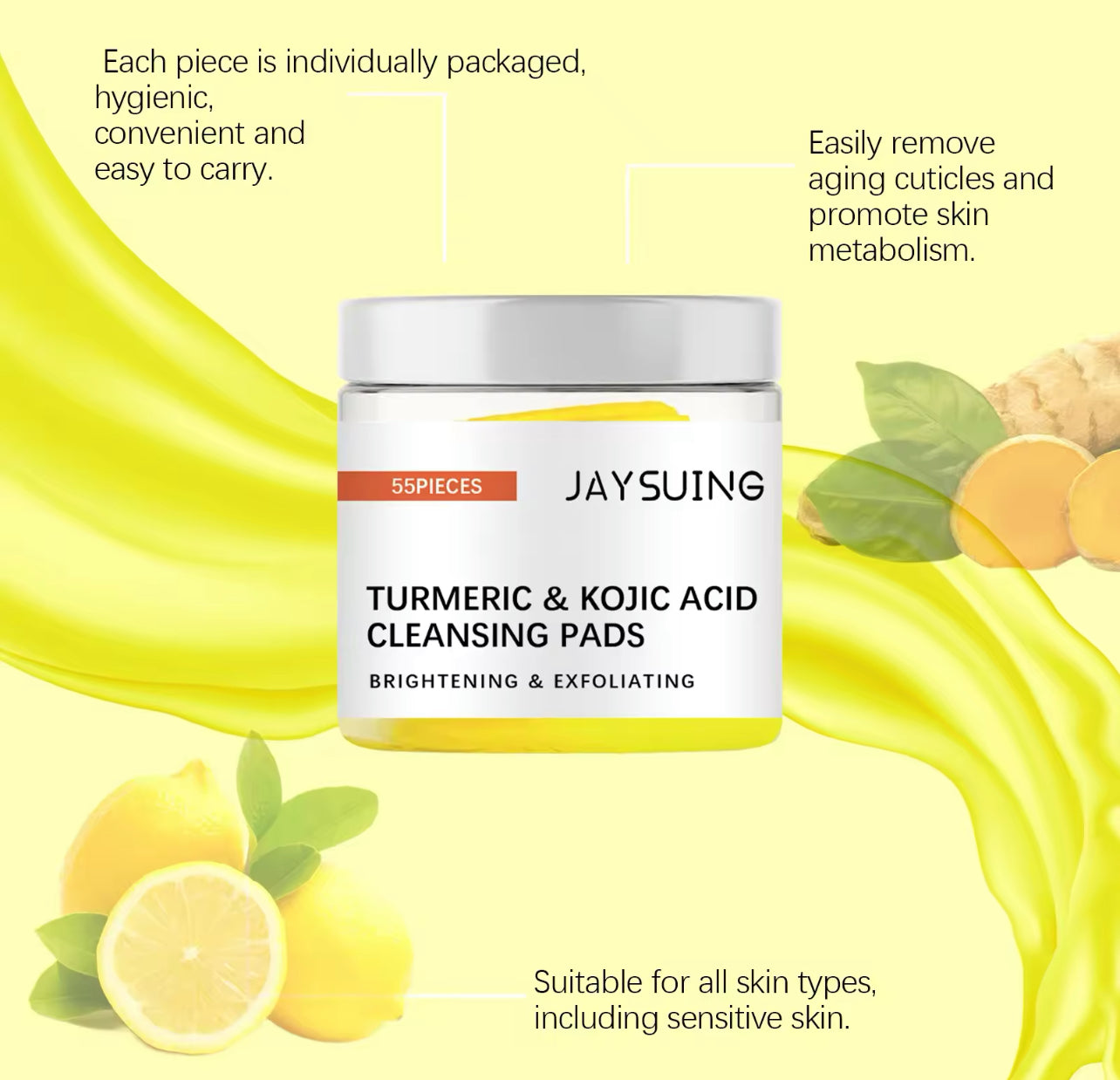 Turmeric Kojic Acid Cleansing Pads 50PCS