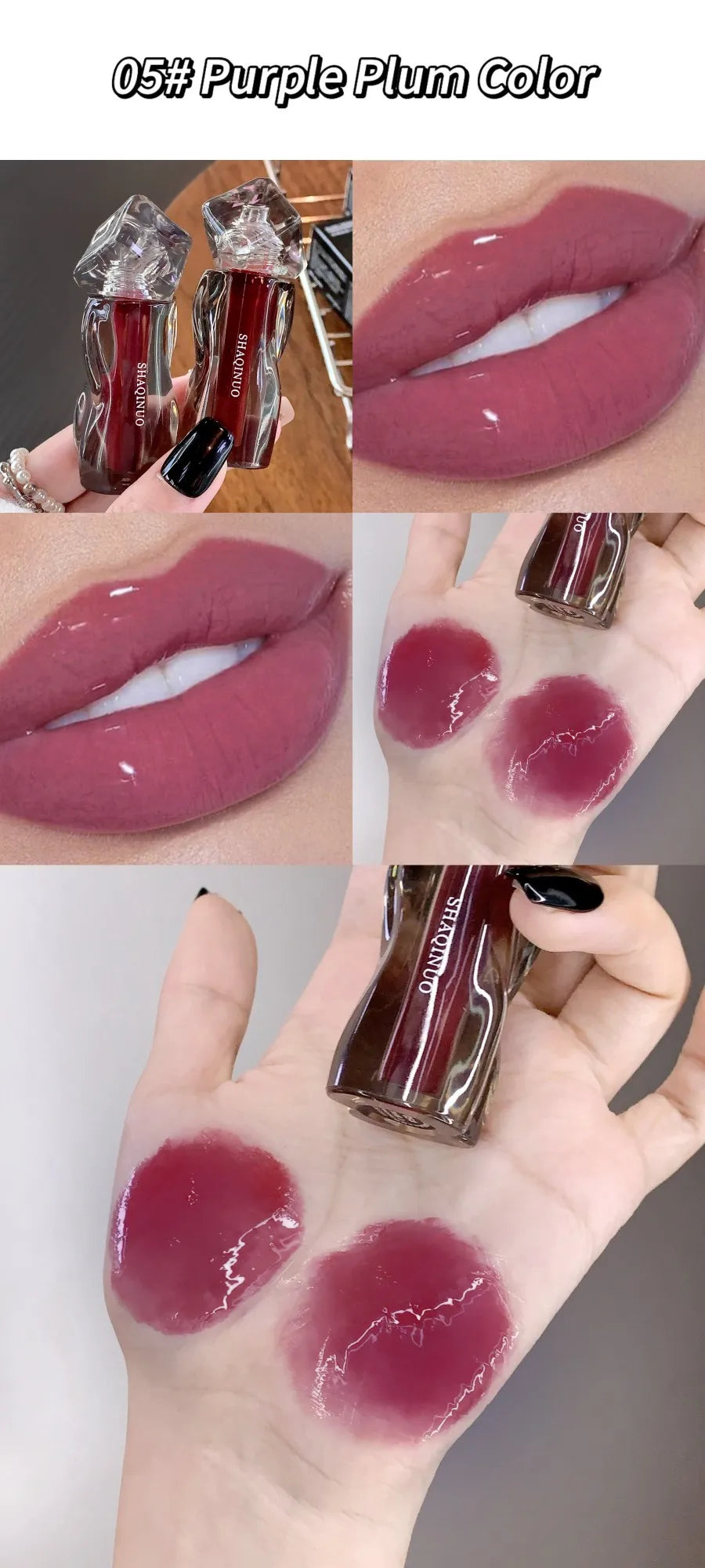 6-Color Moisturizing Plumping Lip Gloss – Shimmering Dewy Non-Greasy Finish