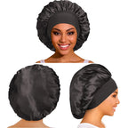 Satin Wide-Brimmed Sleeping Bonnet – Unisex Elastic Head Wrap Night Cap for Hair Care