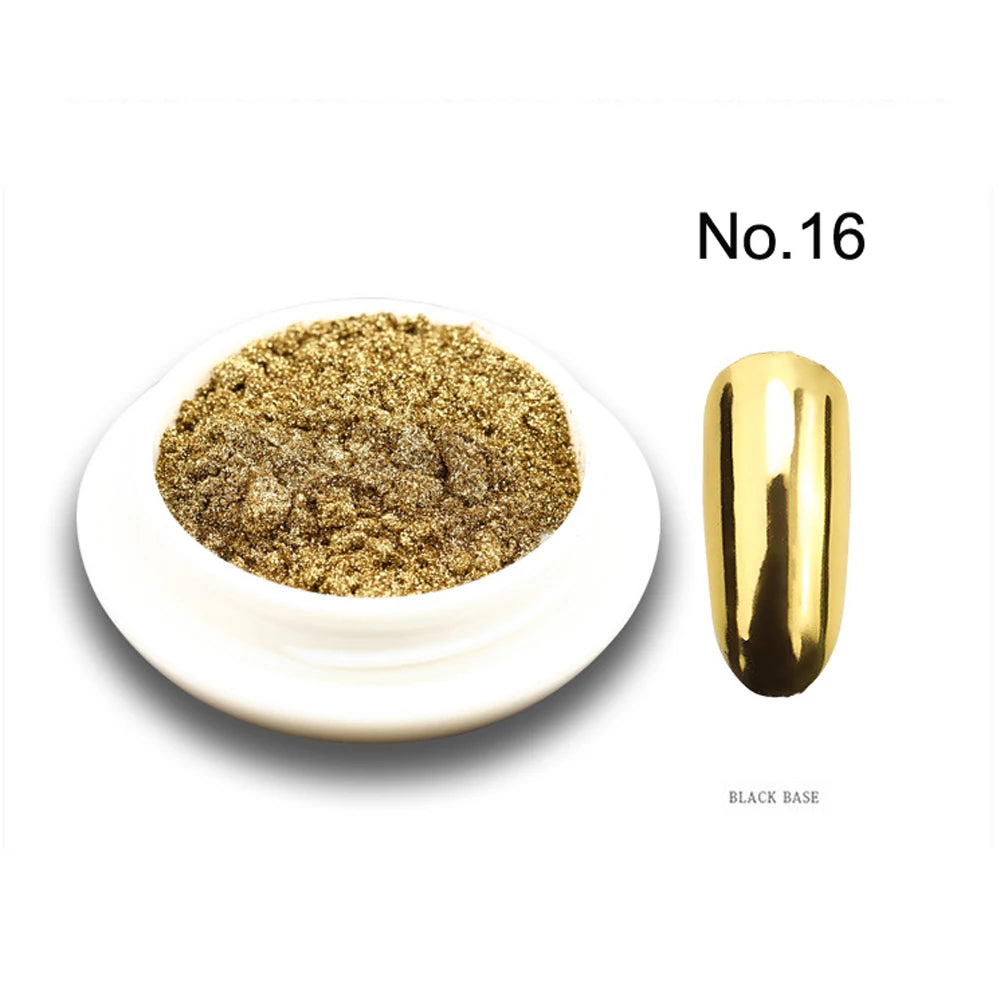 Gold Nail Mirror Glitter Powder – 50 Colors Metallic Chrome Dust Pigment for Gel Polish & Mirror Effect Manicure