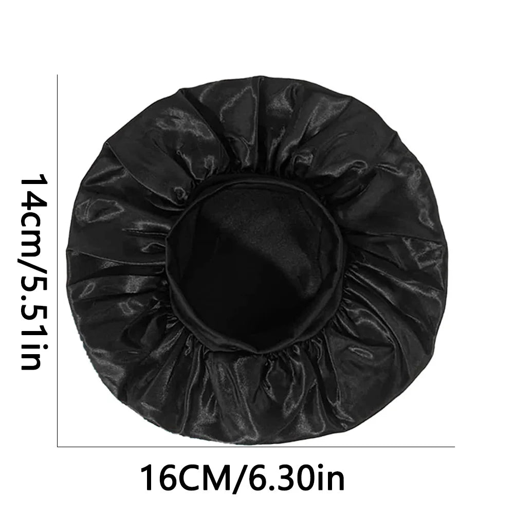 Satin Wide-Brimmed Sleeping Bonnet – Unisex Elastic Head Wrap Night Cap for Hair Care