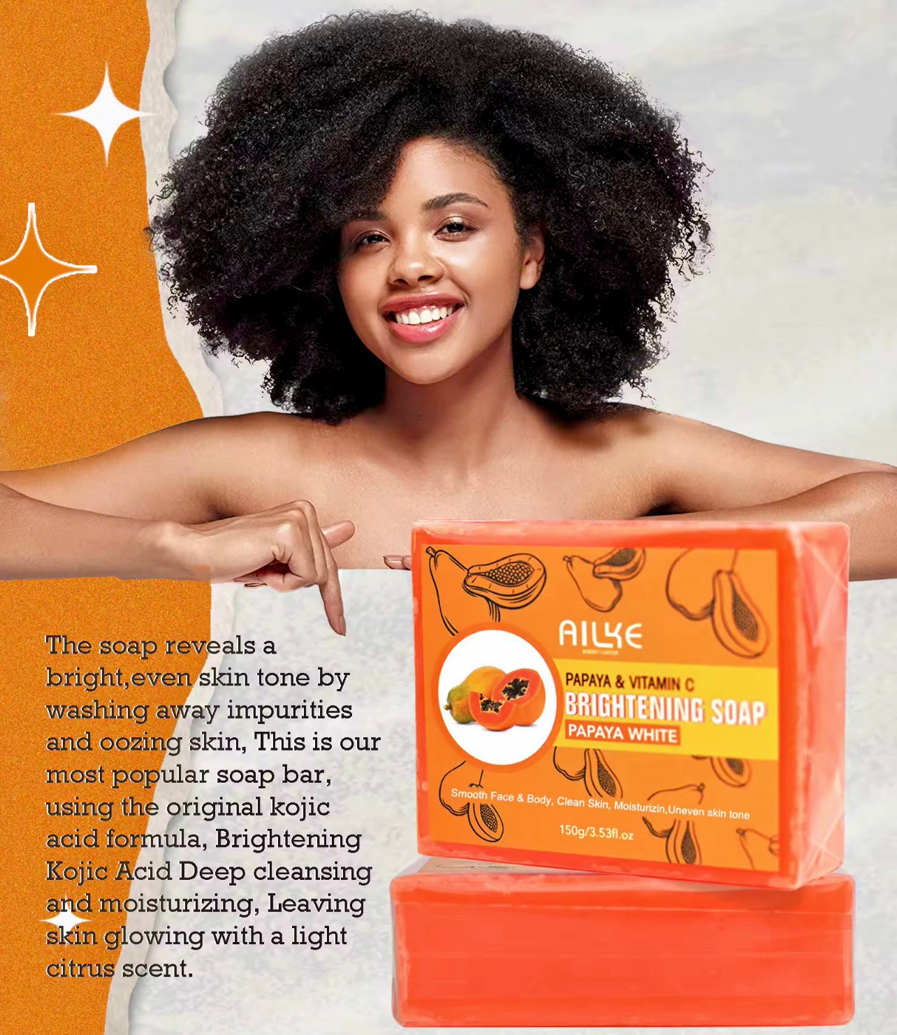 Organic Papaya Whitening Soap Brighten & Even Skin Tone