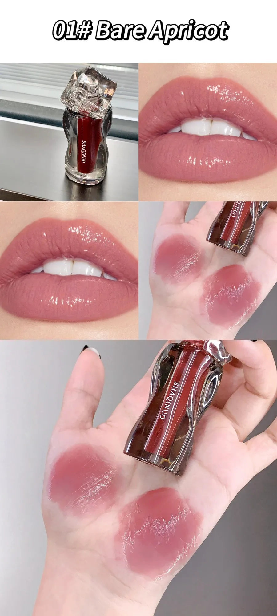 6-Color Moisturizing Plumping Lip Gloss – Shimmering Dewy Non-Greasy Finish