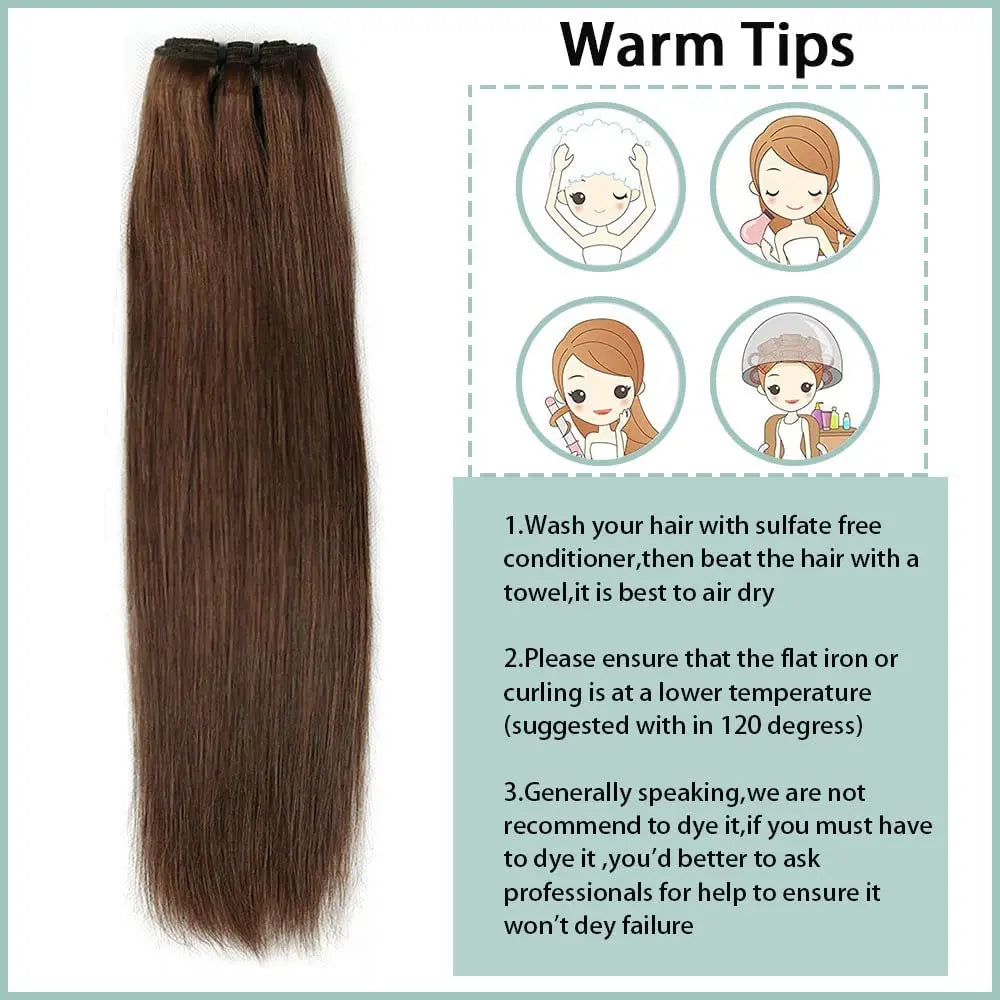 Straight Clip-In Human Hair Extensions – 100% Brazilian Virgin Hair, 8PCS/120g, Natural Black