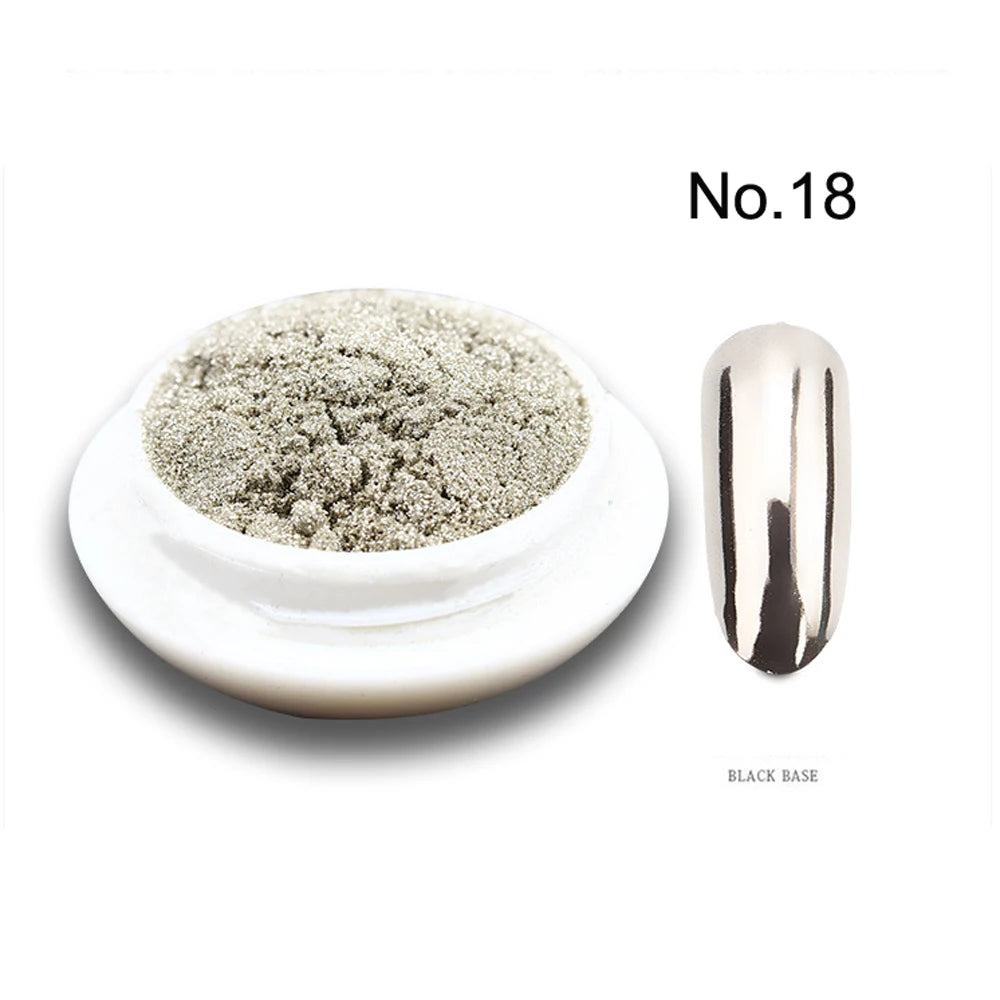 Gold Nail Mirror Glitter Powder – 50 Colors Metallic Chrome Dust Pigment for Gel Polish & Mirror Effect Manicure