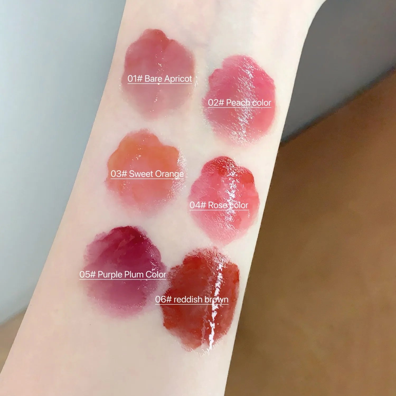 6-Color Moisturizing Plumping Lip Gloss – Shimmering Dewy Non-Greasy Finish
