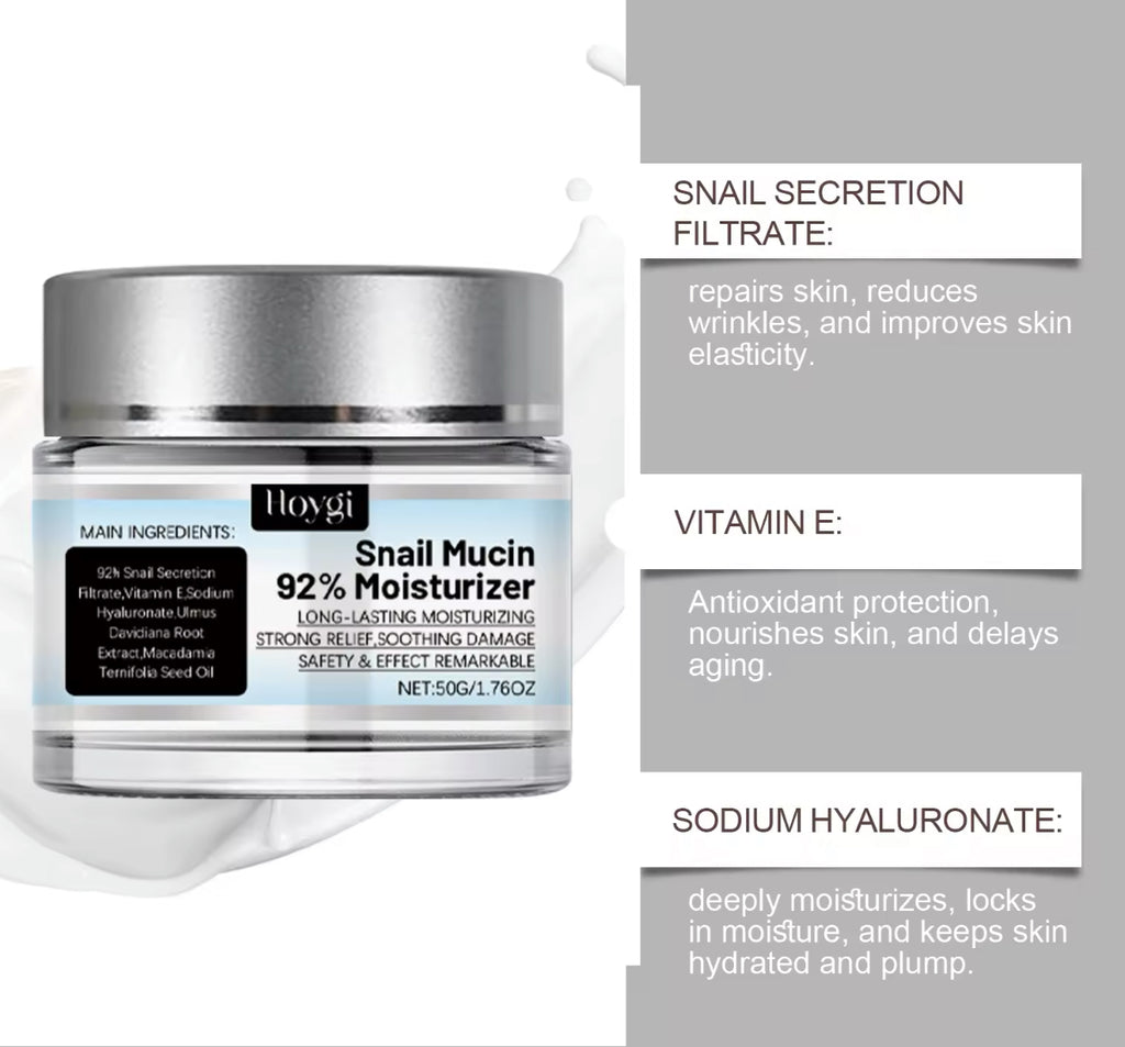 Snail Mucin 92% Face Gel Cream Hydrating & Rejuvenating Moisturizer