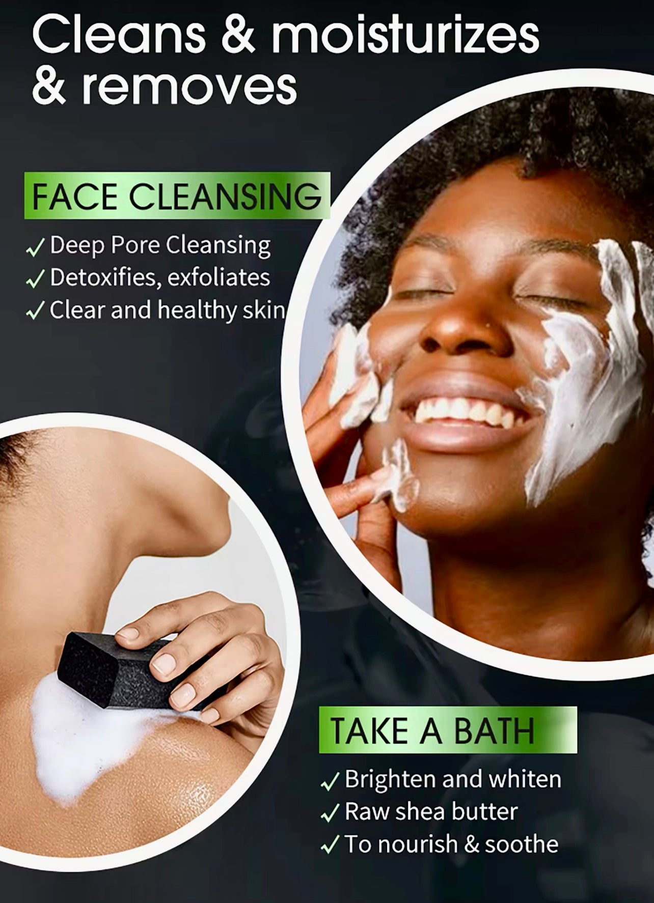 African Black Soap with Bamboo Charcoal Deep Clean & Nourish