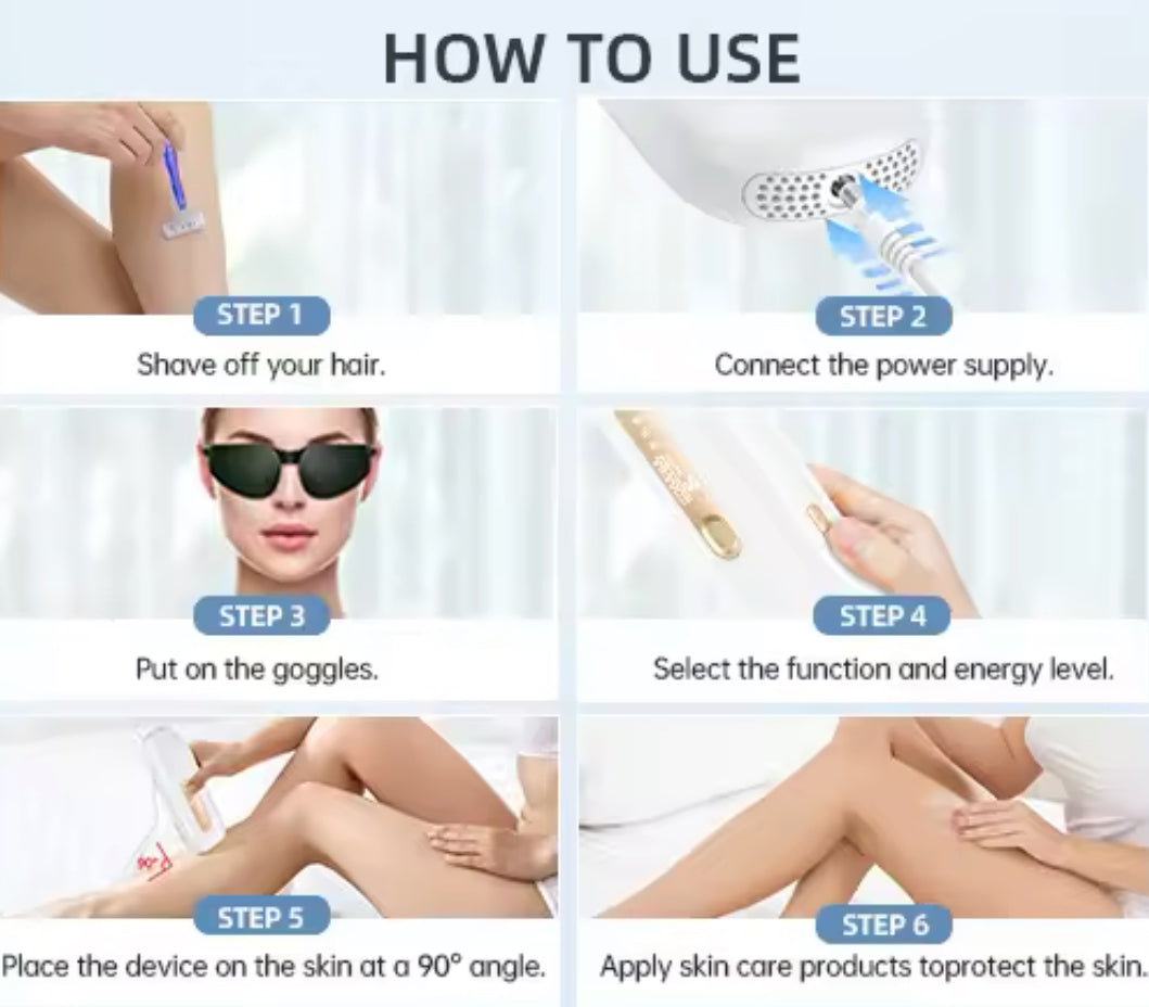 Electric IPL Hair Remover 999,900 Flashes Painless Permanent Epilator