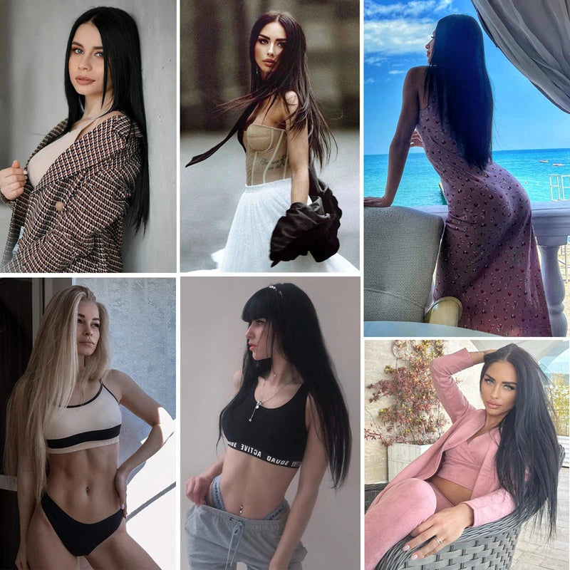 Straight Clip-In Human Hair Extensions – 100% Brazilian Virgin Hair, 8PCS/120g, Natural Black